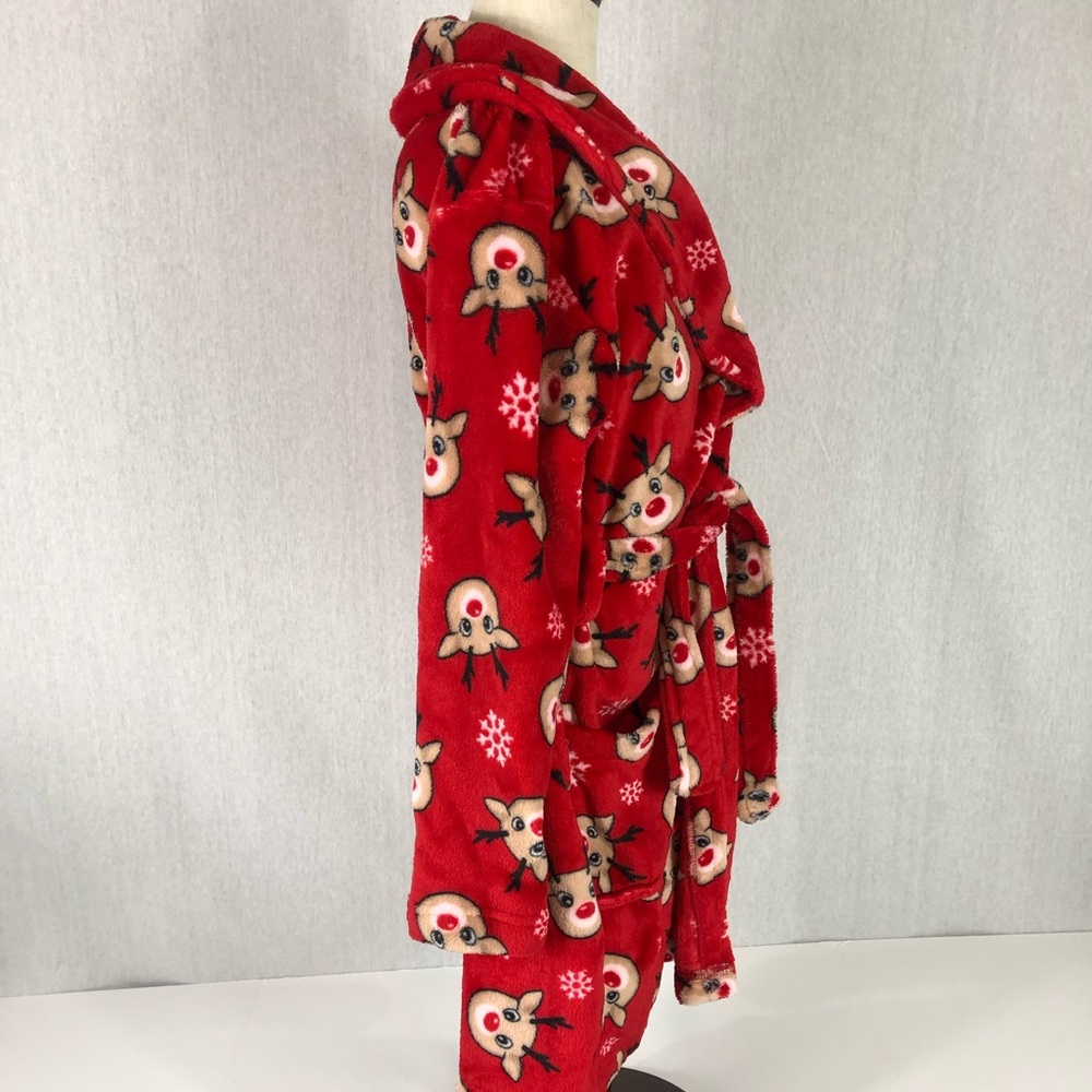 Lightning Bug 🐛 Girls Red Nose Reindeer Robe - Picture 9 of 15
